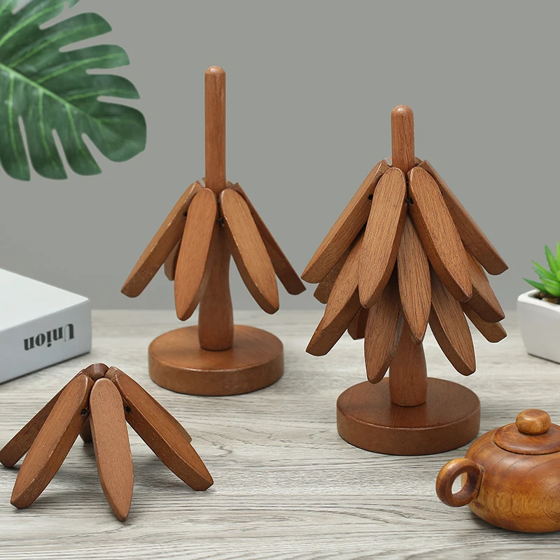 Home Office Furniture Sets - Kreatywny drewniany zestaw podkładek pod kubki