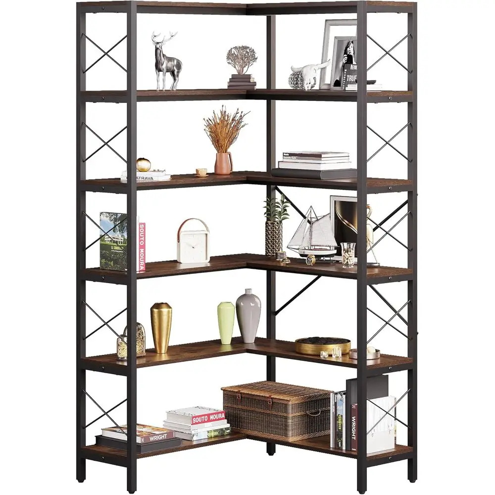 Home Office Industrial Style - 6-poziomowy duży regał w kształcie litery