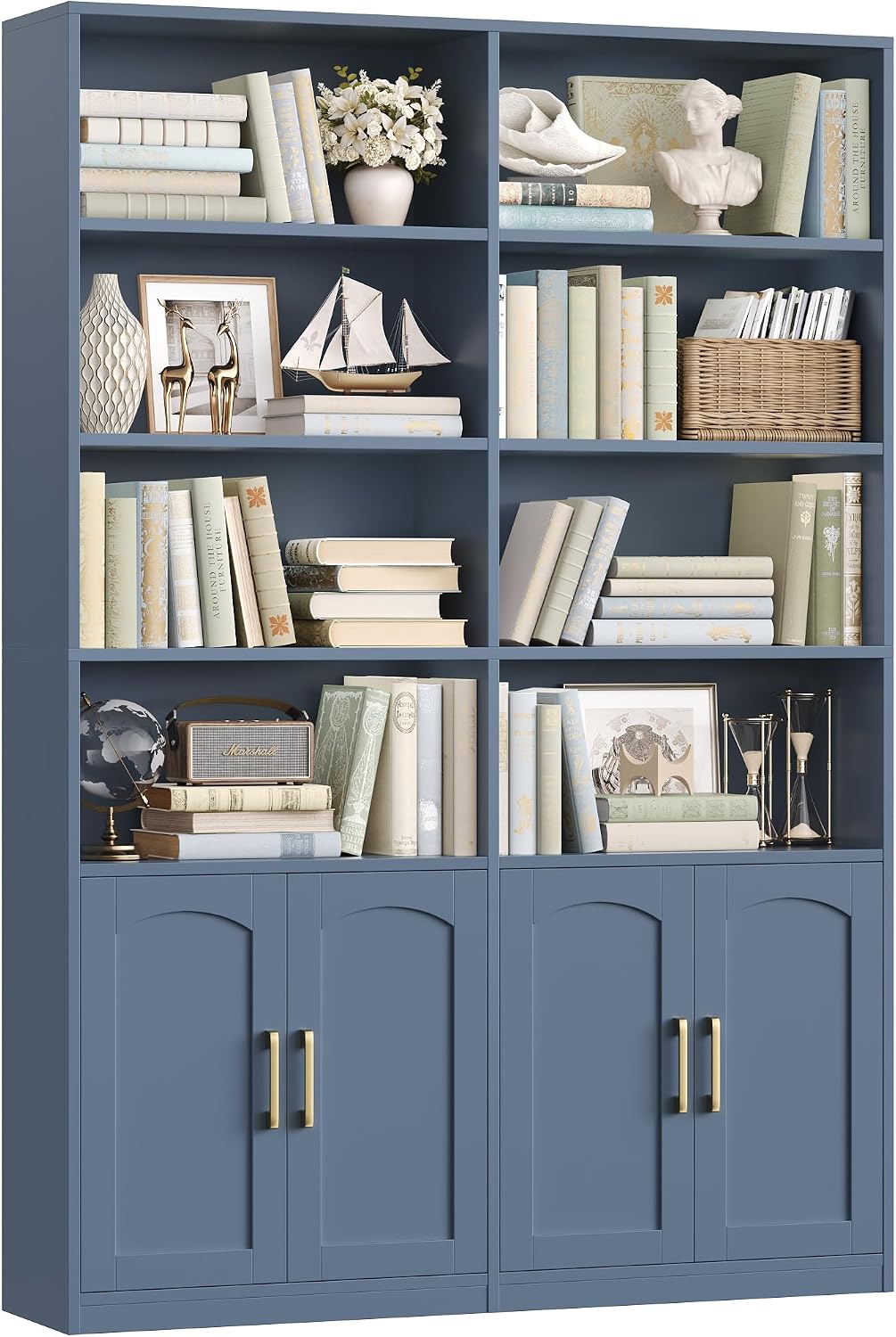 Home Office Industrial Style - Podwójnie szeroki regał z drzwiczkami, wysoki