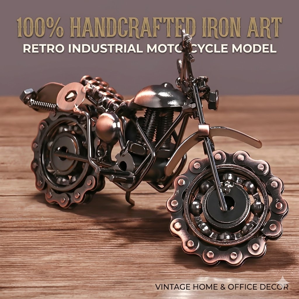 Home Office Industrial Style - Ręcznie Robiony Żelazny Model Motocykla Vintage
