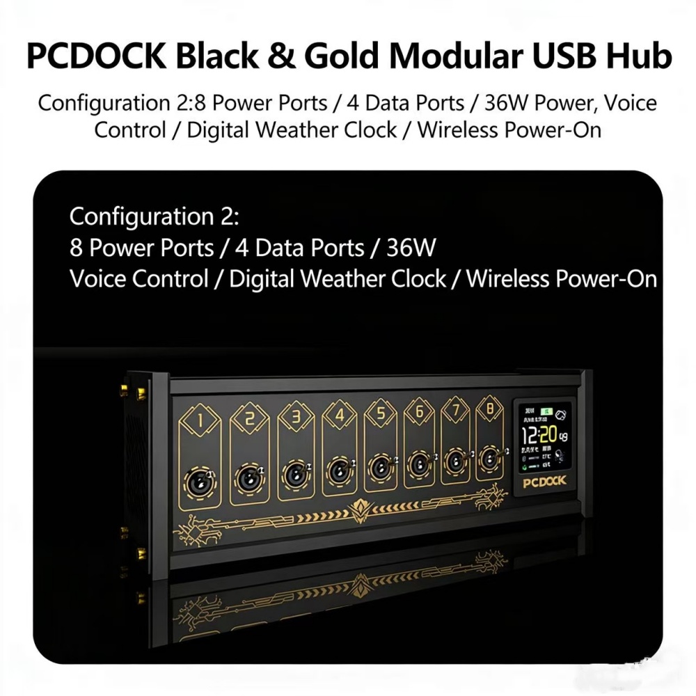 Power Strip Desk - PCDOCK Blok USB z przełącznikiem, listwa