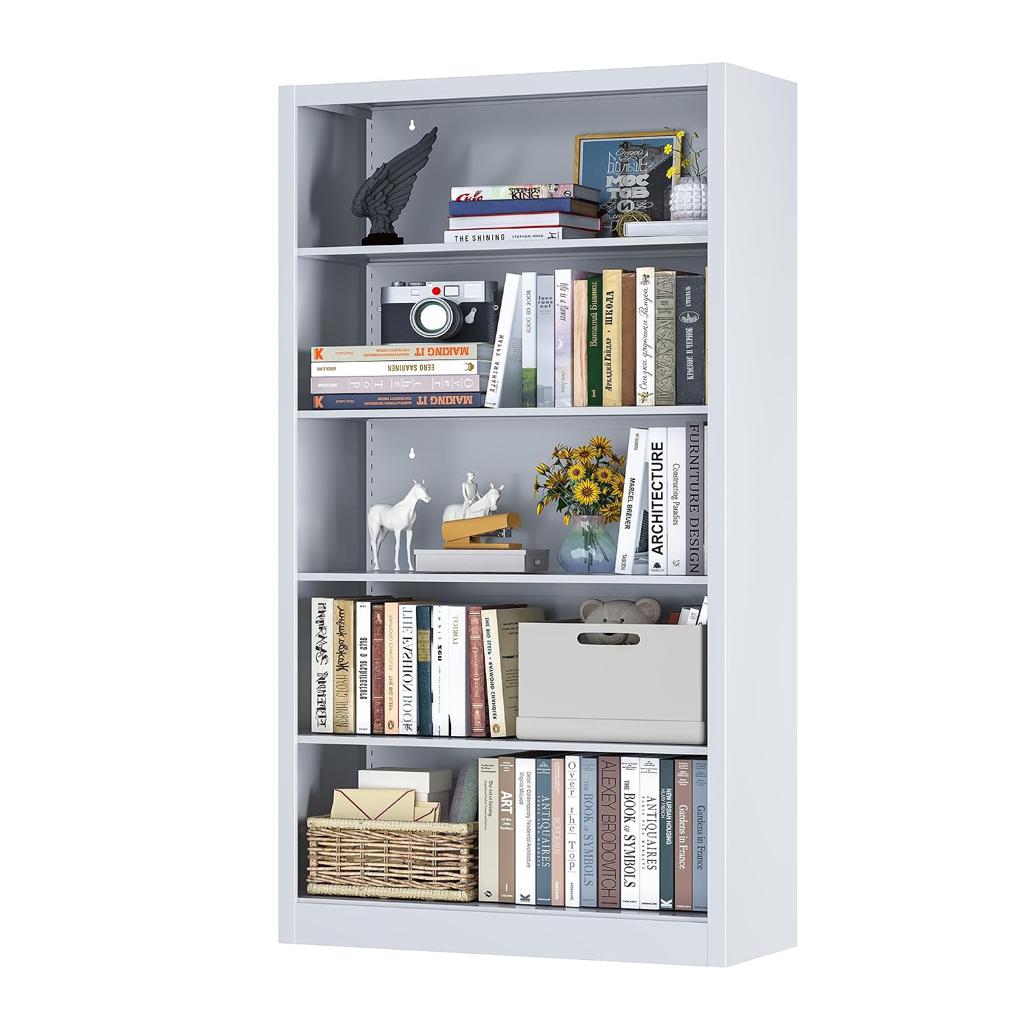 Home Office Library - 5-półkowy metalowy regał na książki z