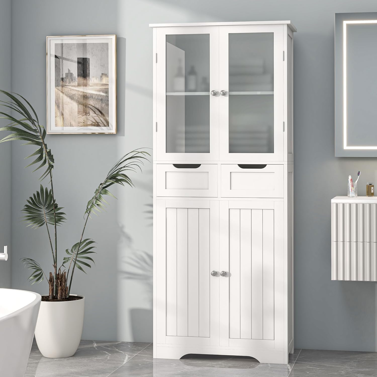 Home Office Furniture Sets - Wysoka szafka łazienkowa, wolnostojąca szafka łazienkowa
