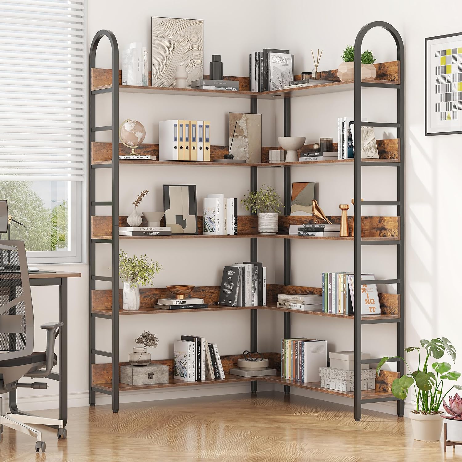 Wysoki narożny regał na książk – Home Office Industrial Style recenzja i cena