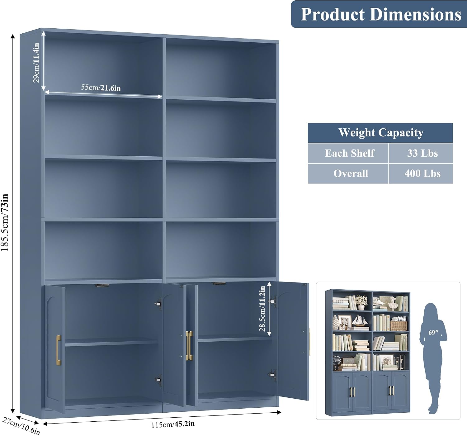 Podwójnie szeroki regał z drzw – Home Office Industrial Style recenzja i cena