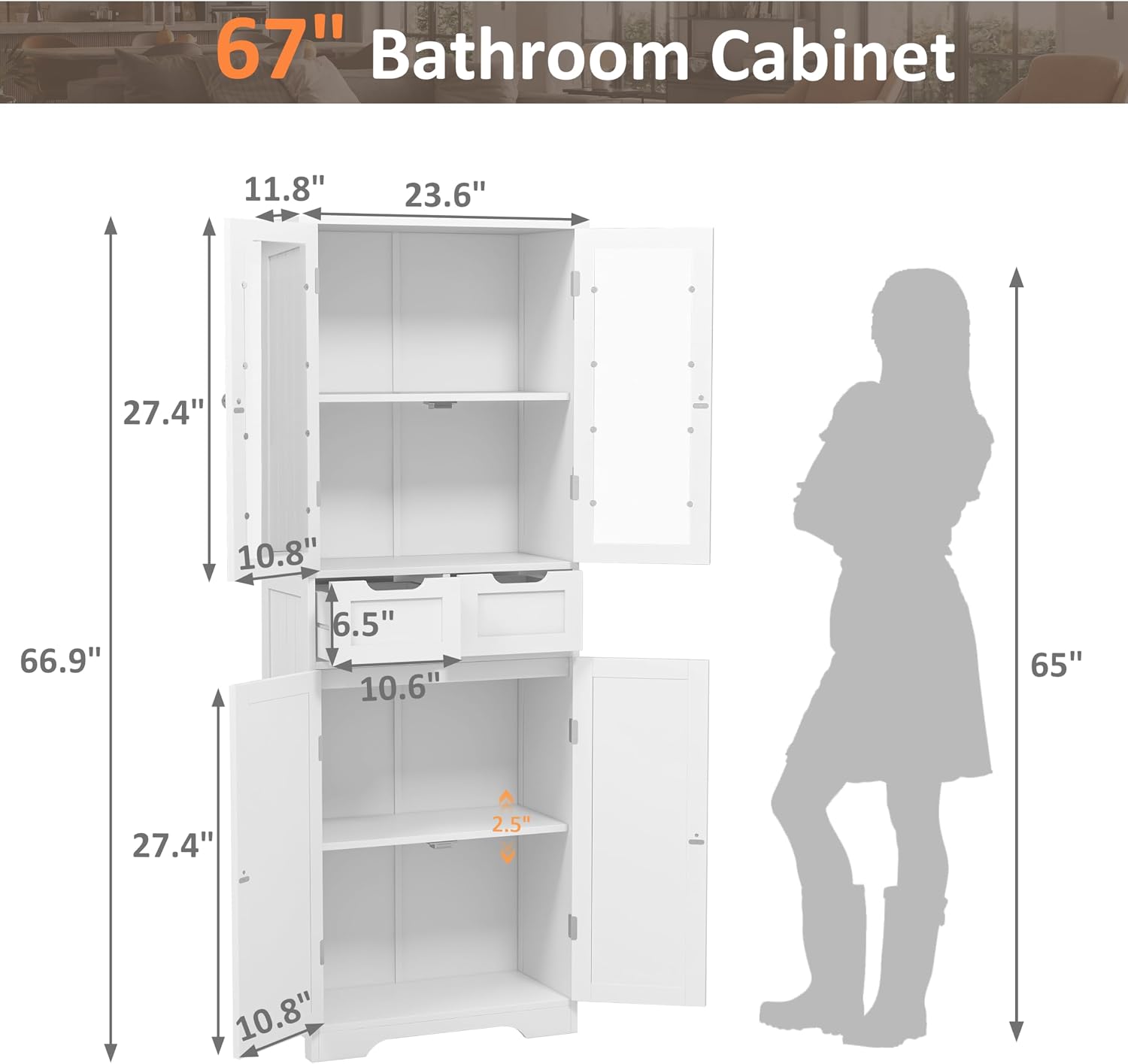Wysoka szafka łazienkowa, woln – Home Office Furniture Sets recenzja i cena