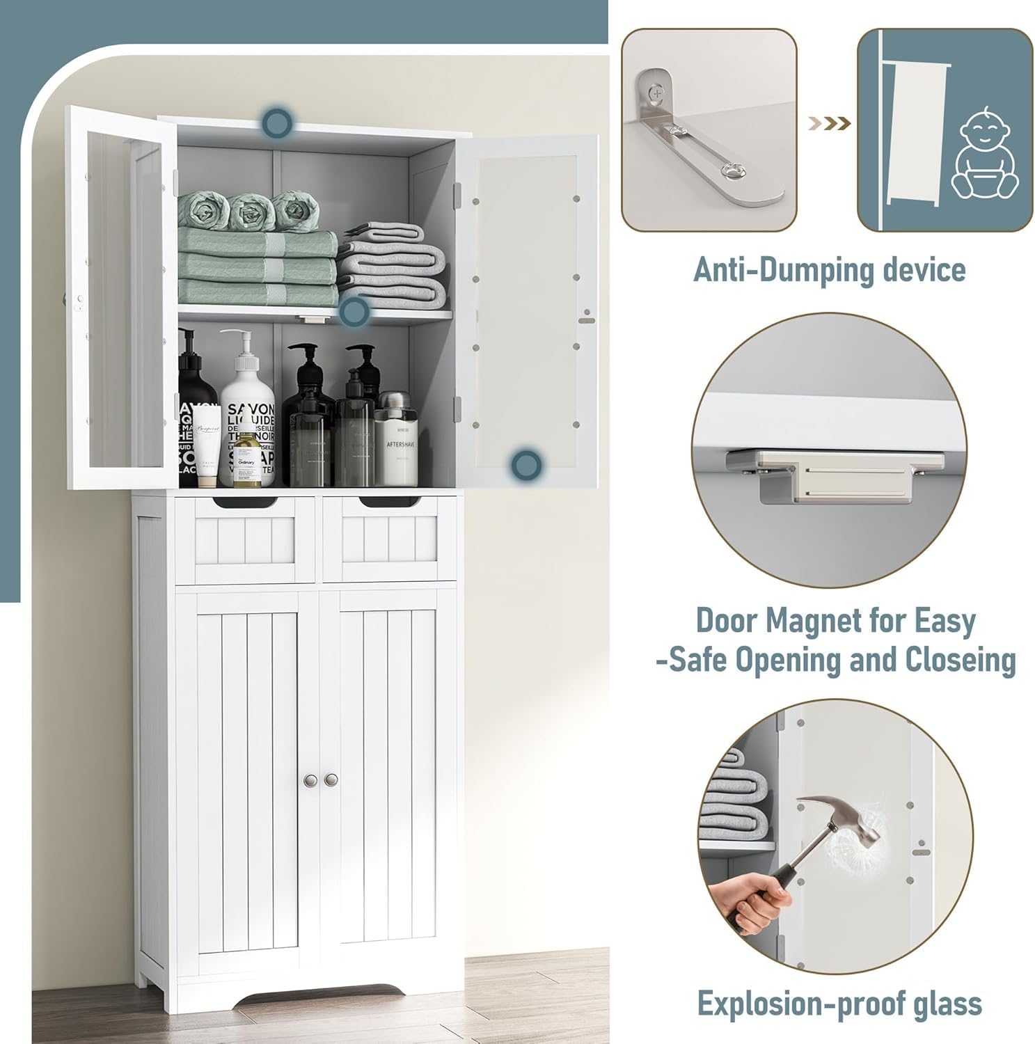 Wysoka szafka łazienkowa, woln – Home Office Furniture Sets recenzja i cena